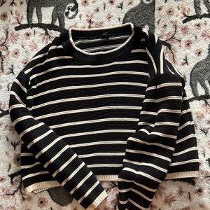 black and white stripped cropped sweater